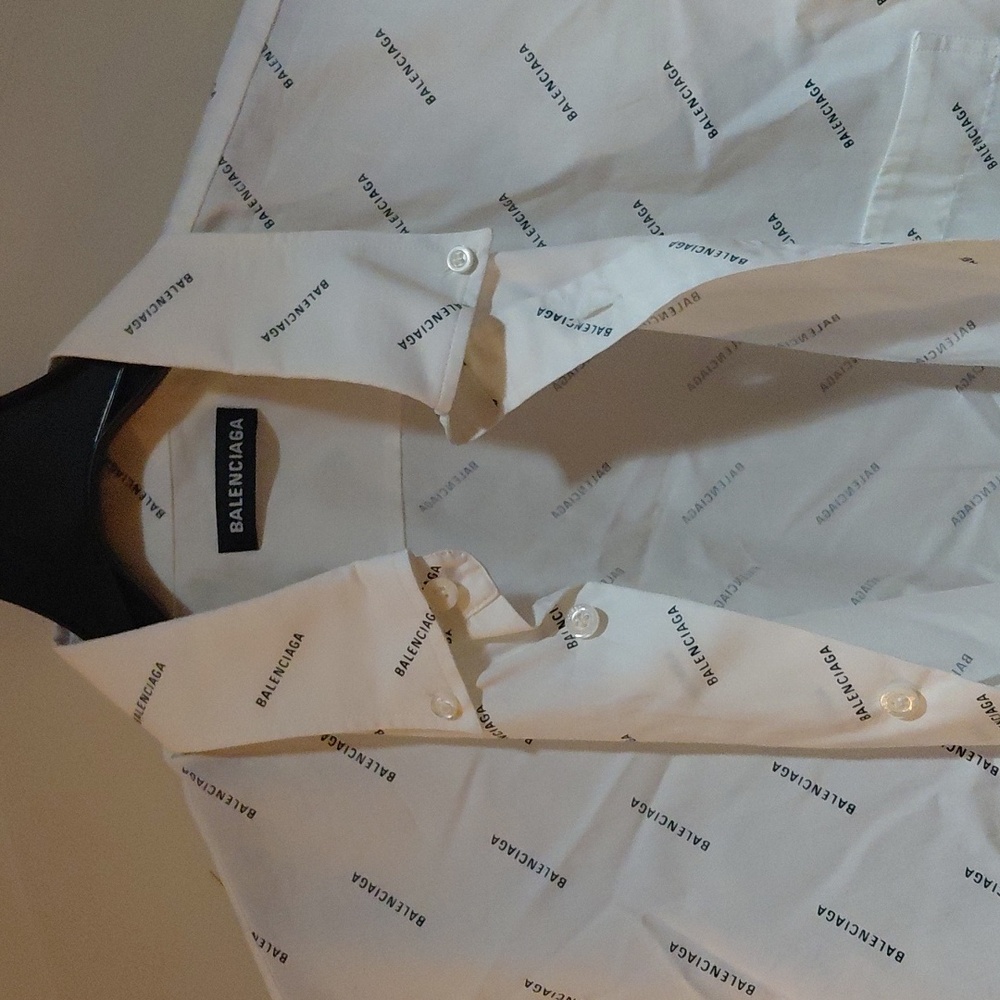 Balenciaga White Logo Men's Shirt Size 37